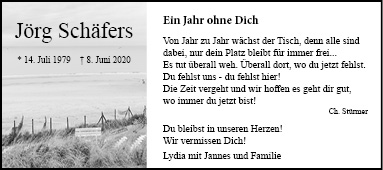 Jahresamt Anzeige Zeitung von Jörg Schäfers