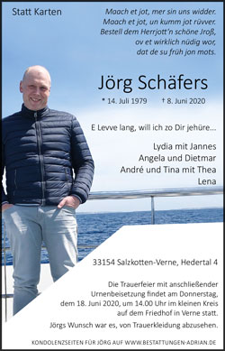 Zeitung Anzeige von Jörg Schäfers